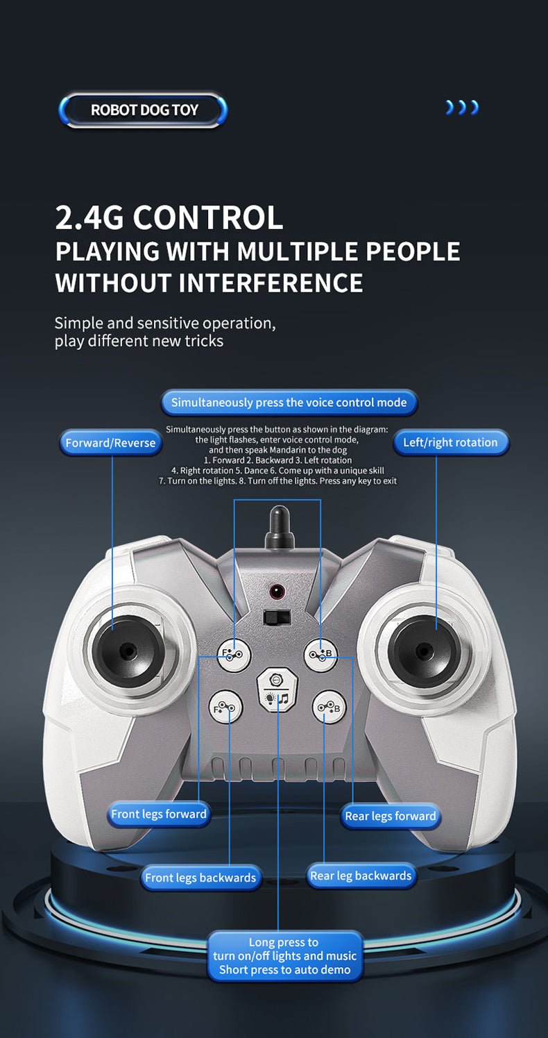 Smart Robotic Dog – Interactive Remote Control Toy with Lights, Music & Motion - AI - DEN Store